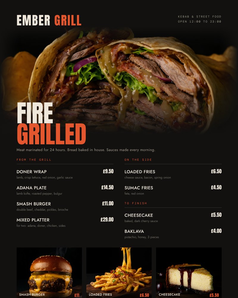 A4 menu